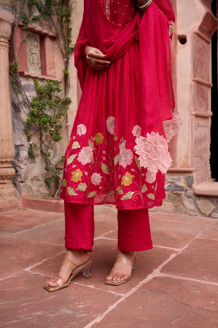 Gaurisha sindoori embroidery premium suit set