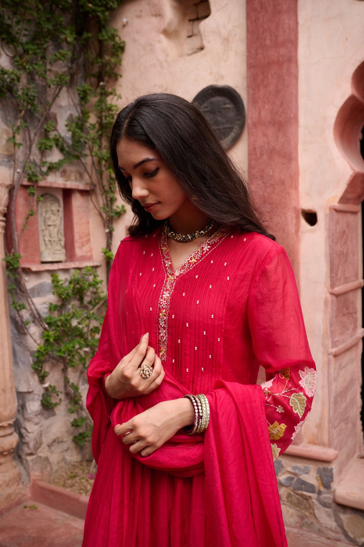 Gaurisha sindoori embroidery premium suit set