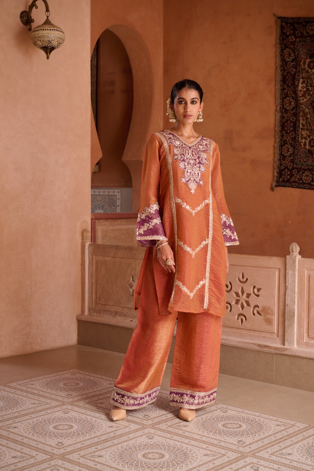 Gaurisha Rust full work premium suit set