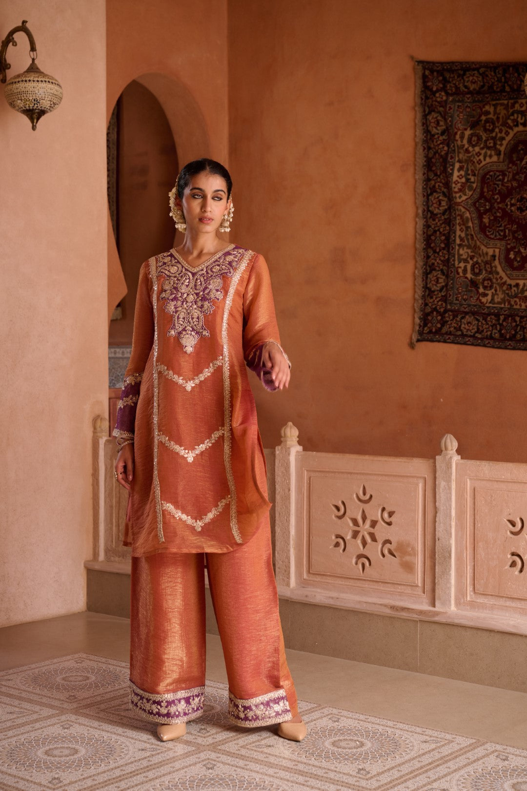 Gaurisha Rust full work premium suit set