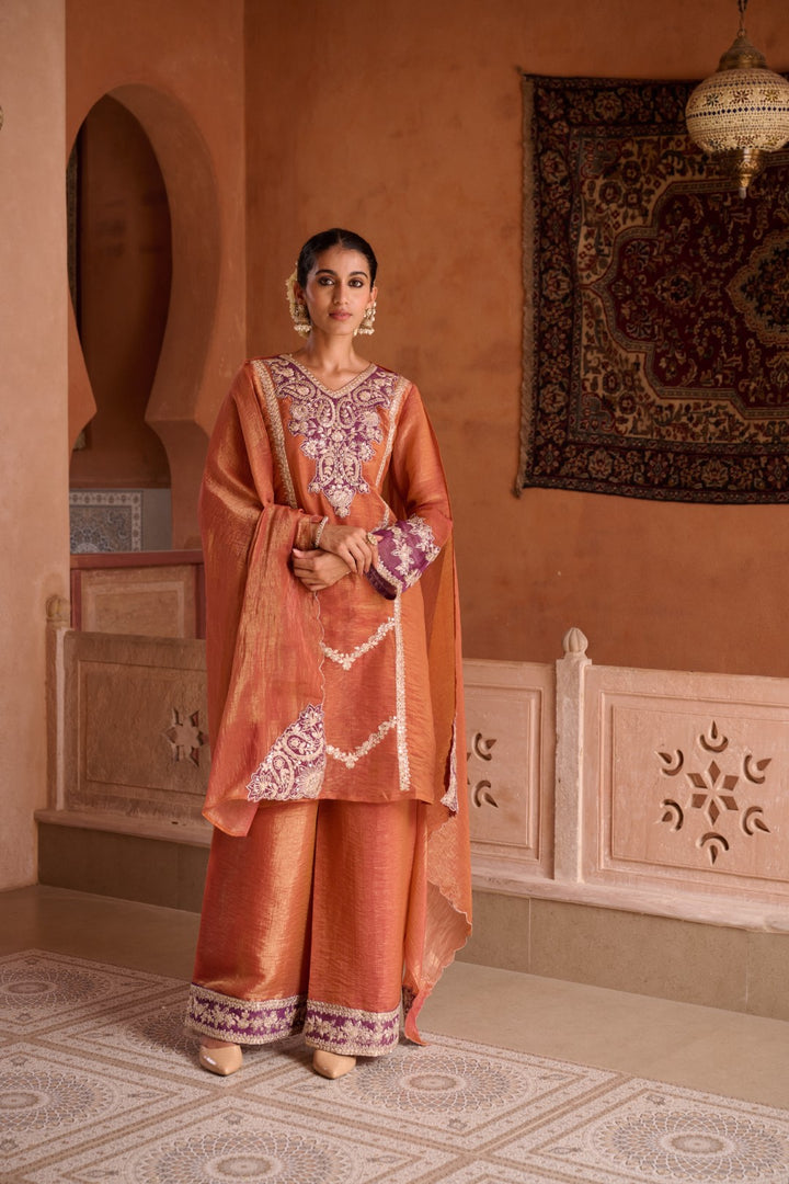 Gaurisha Rust full work premium suit set