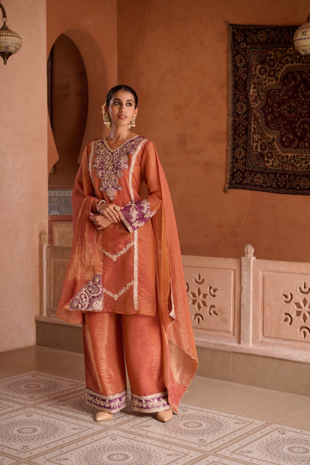 Gaurisha Rust full work premium suit set