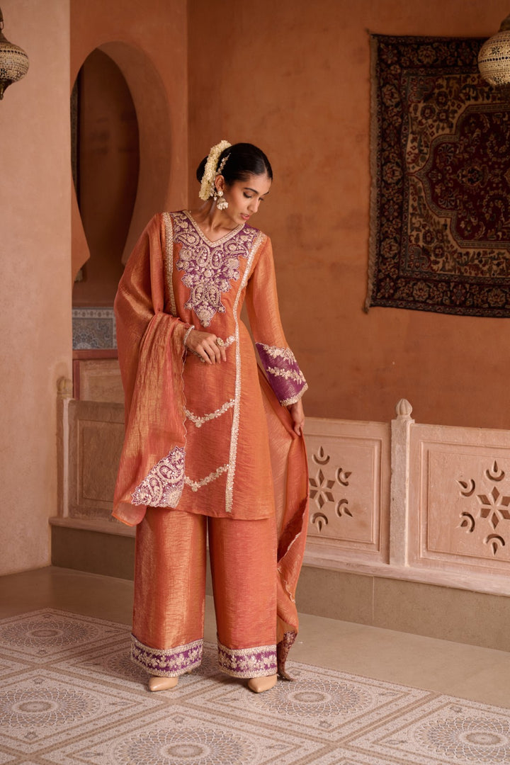 Gaurisha Rust full work premium suit set