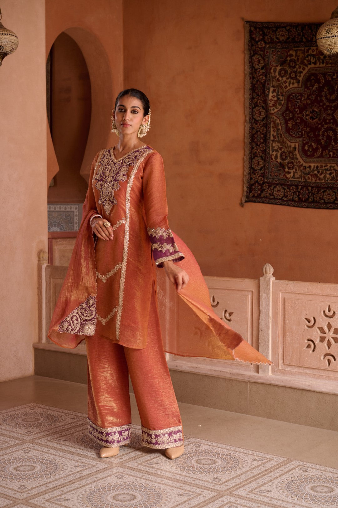 Gaurisha Rust full work premium suit set