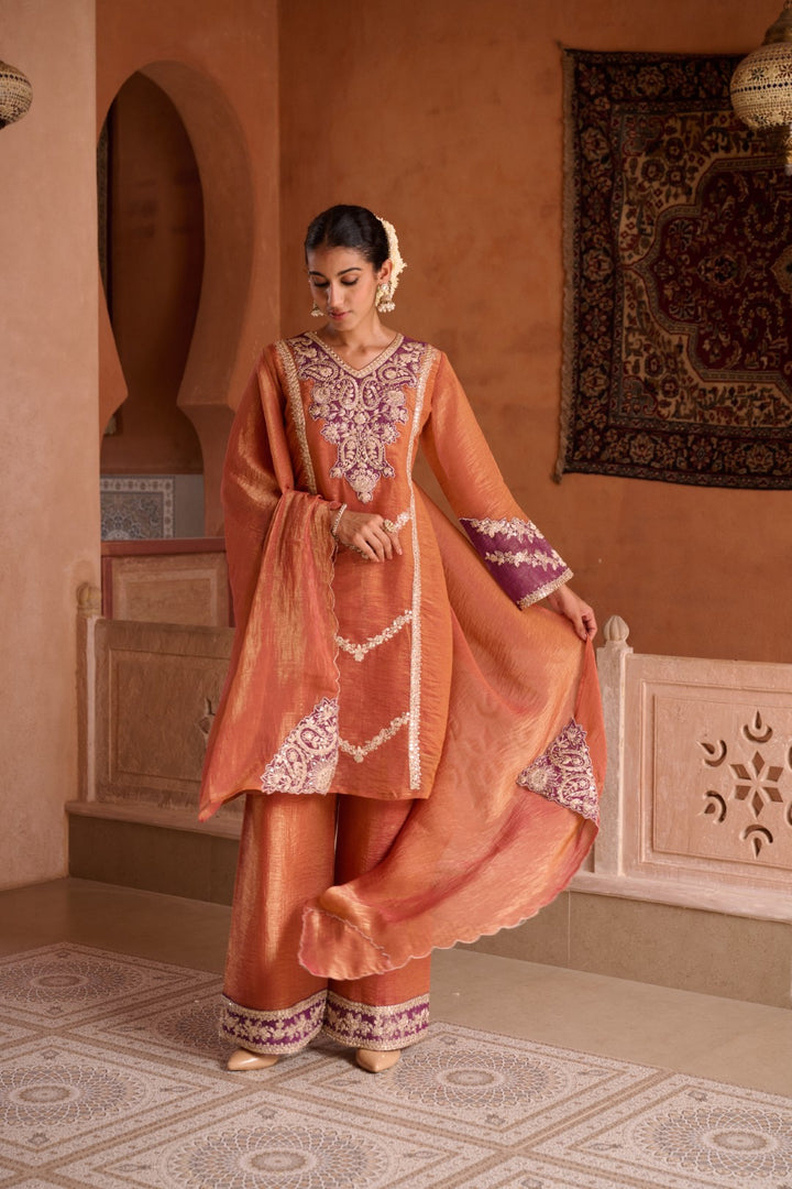 Gaurisha Rust full work premium suit set