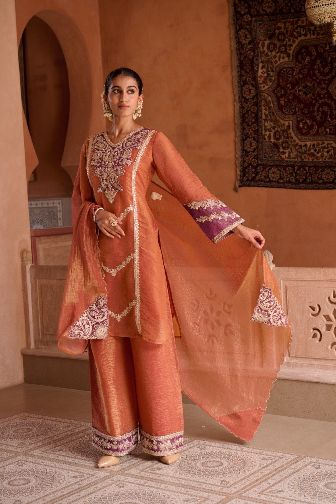 Gaurisha Rust full work premium suit set