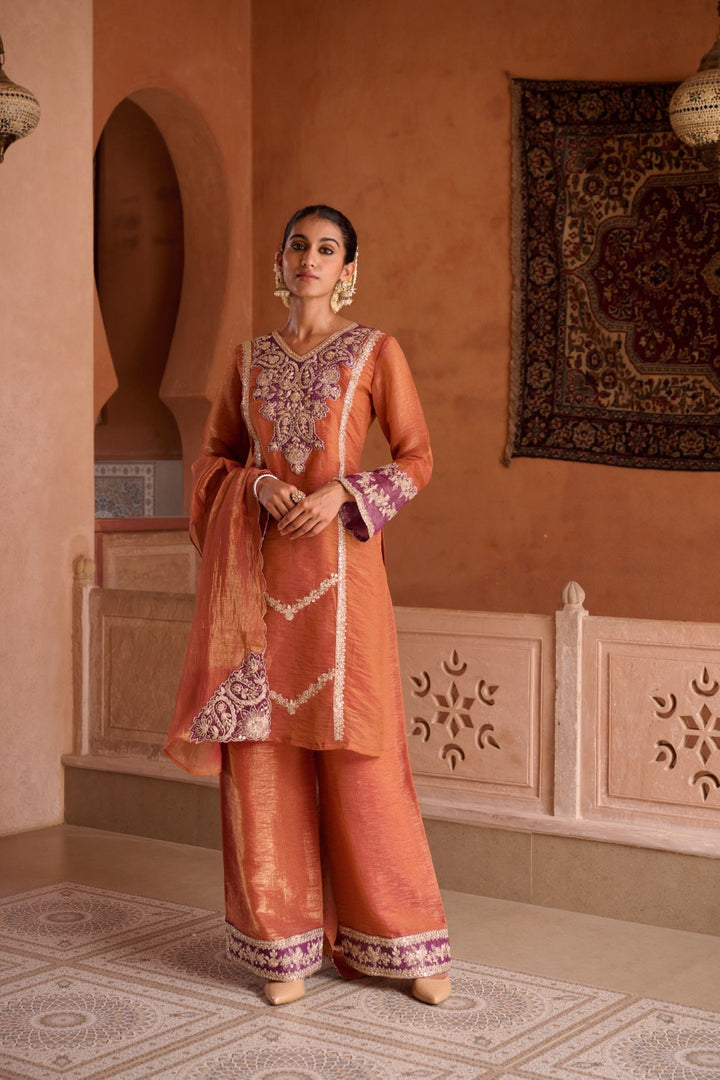 Gaurisha Rust full work premium suit set