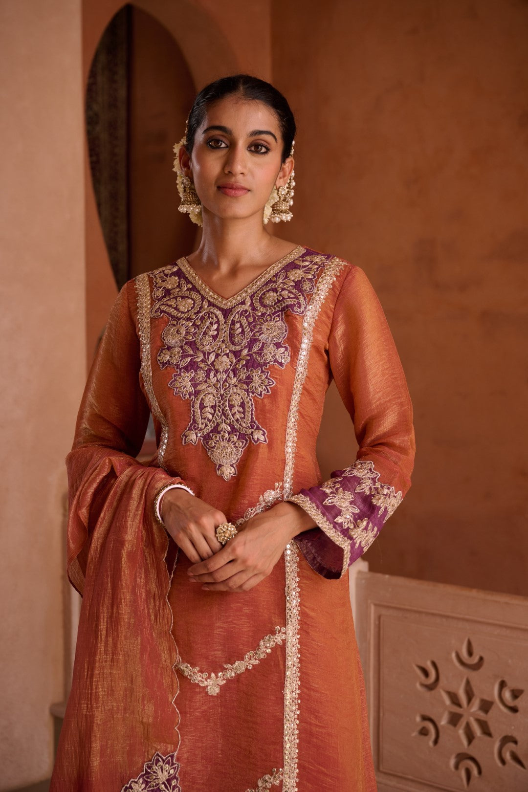 Gaurisha Rust full work premium suit set