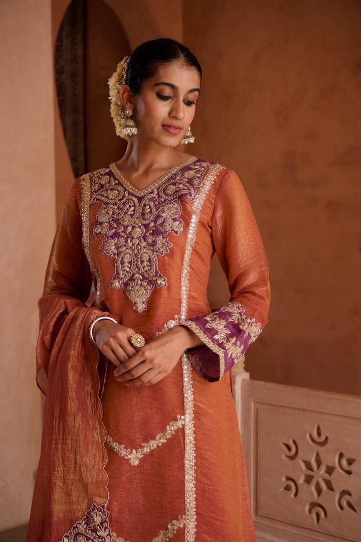 Gaurisha Rust full work premium suit set