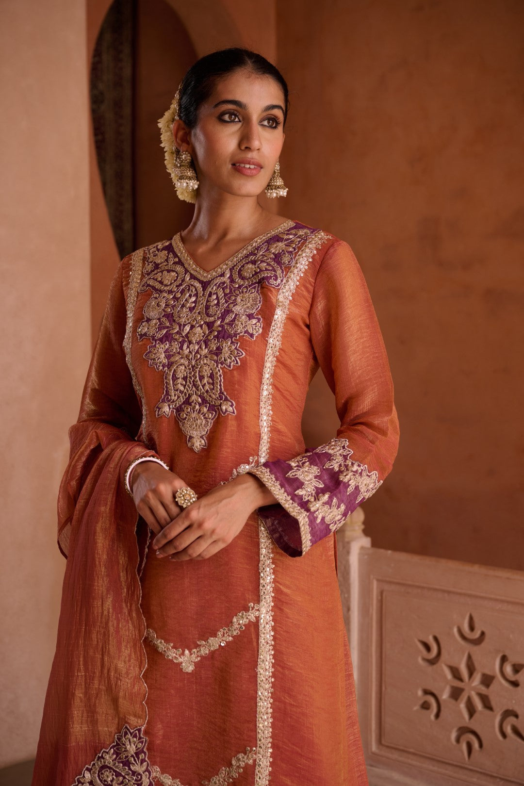 Gaurisha Rust full work premium suit set