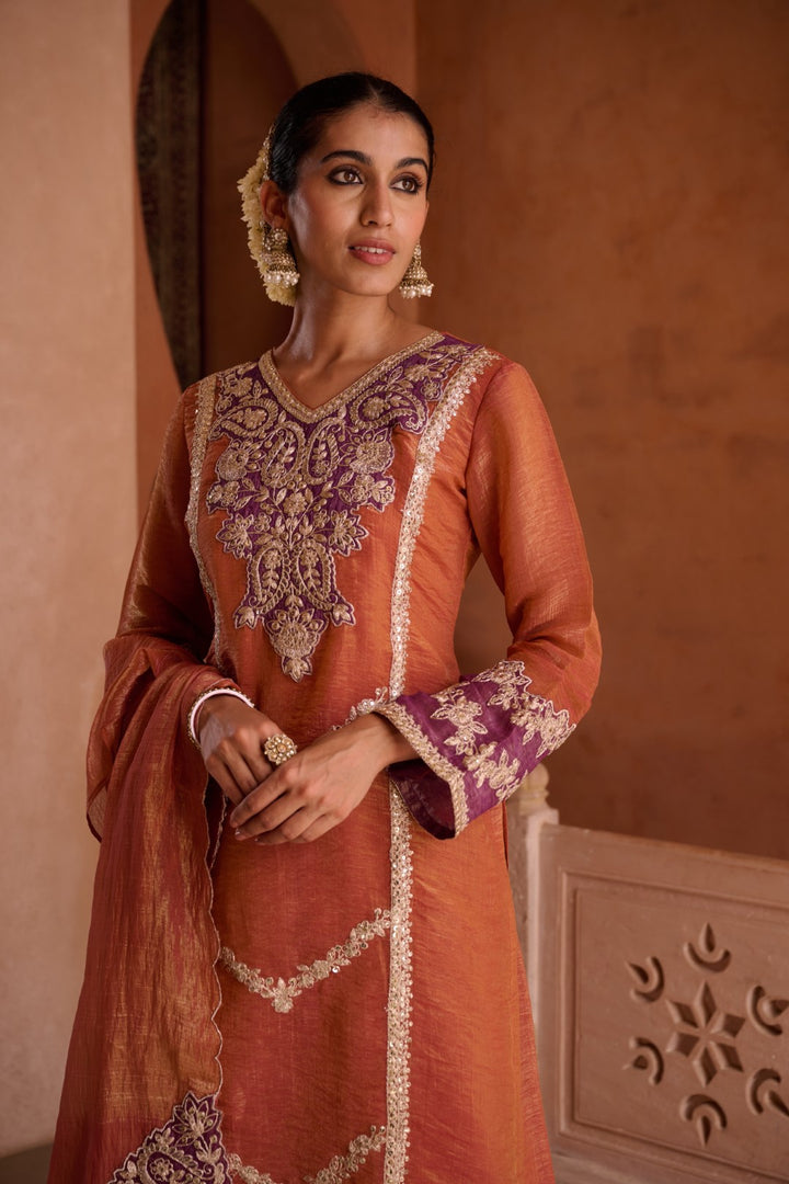 Gaurisha Rust full work premium suit set