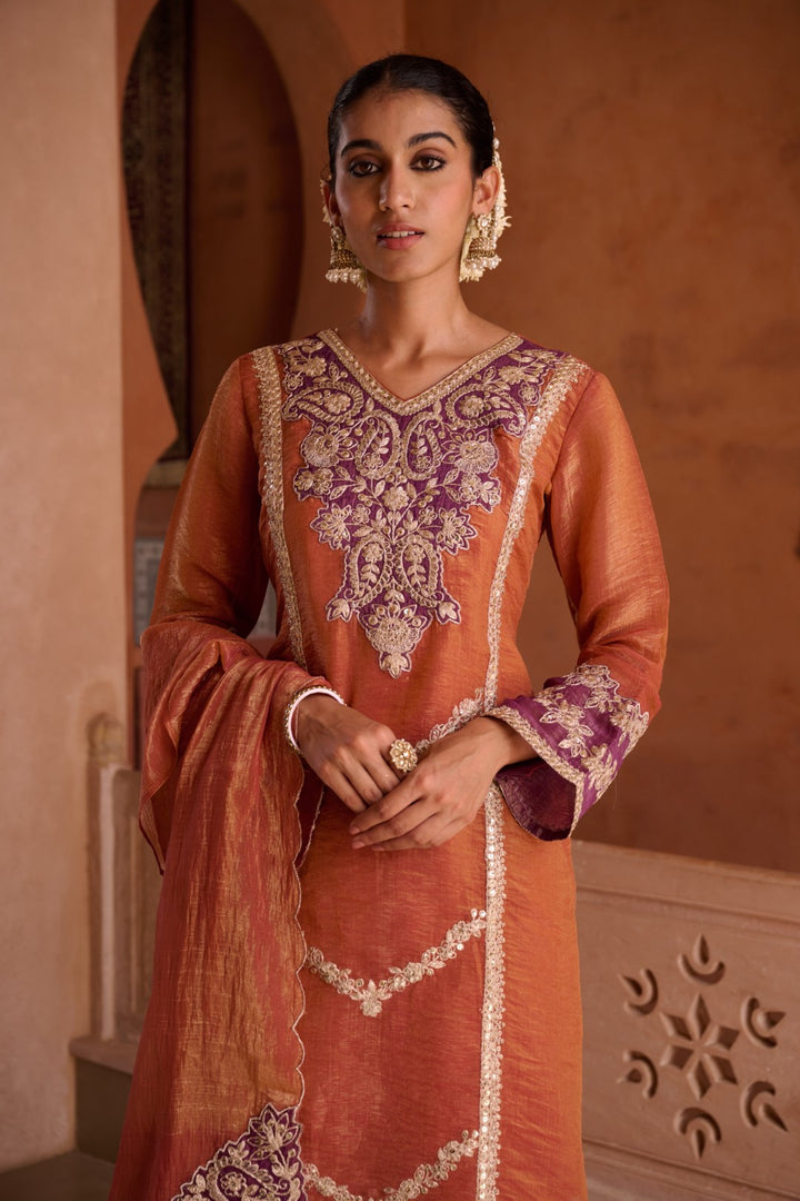 Gaurisha Rust full work premium suit set