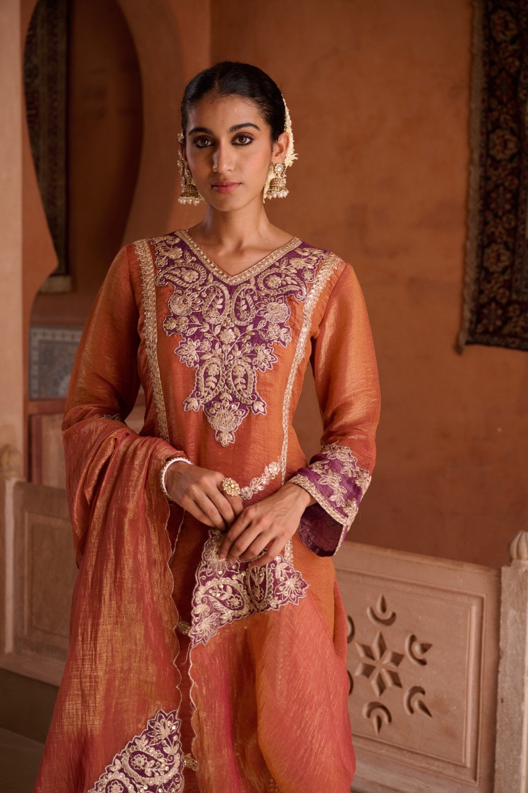 Gaurisha Rust full work premium suit set