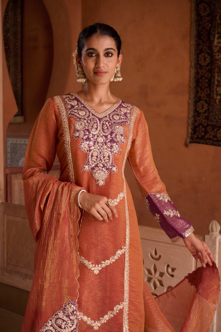 Gaurisha Rust full work premium suit set