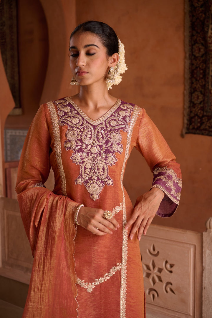 Gaurisha Rust full work premium suit set