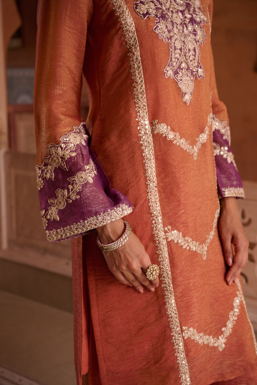 Gaurisha Rust full work premium suit set