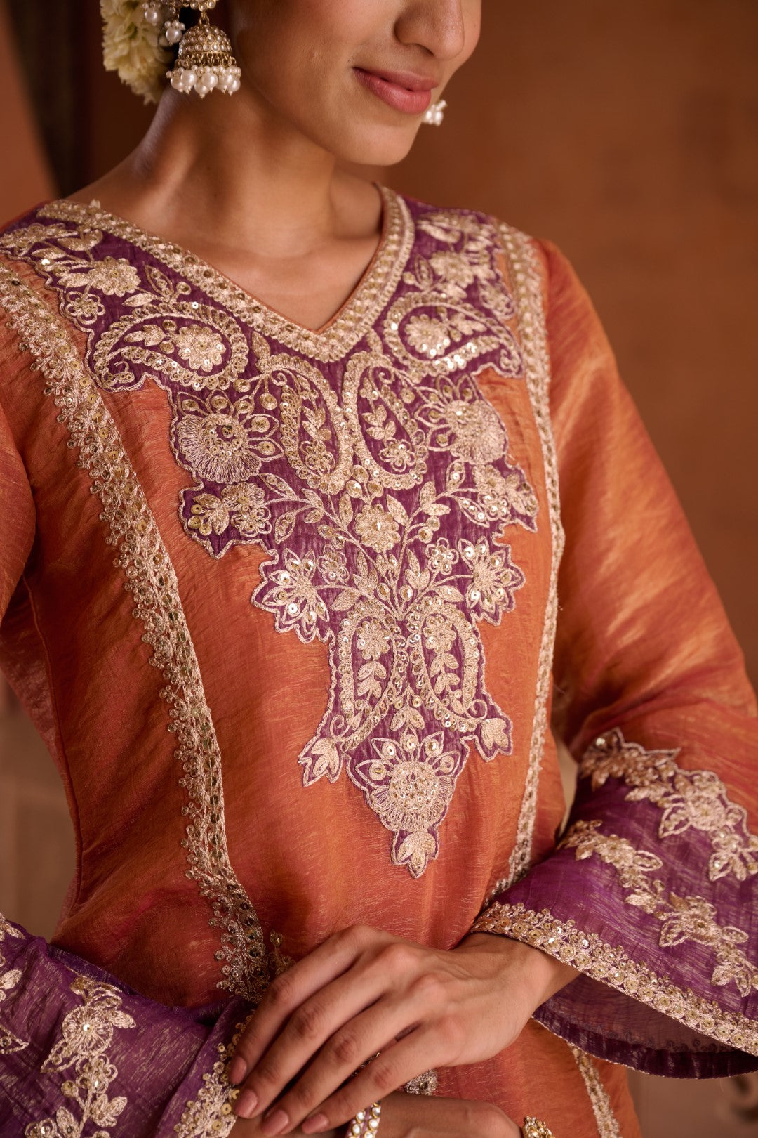 Gaurisha Rust full work premium suit set