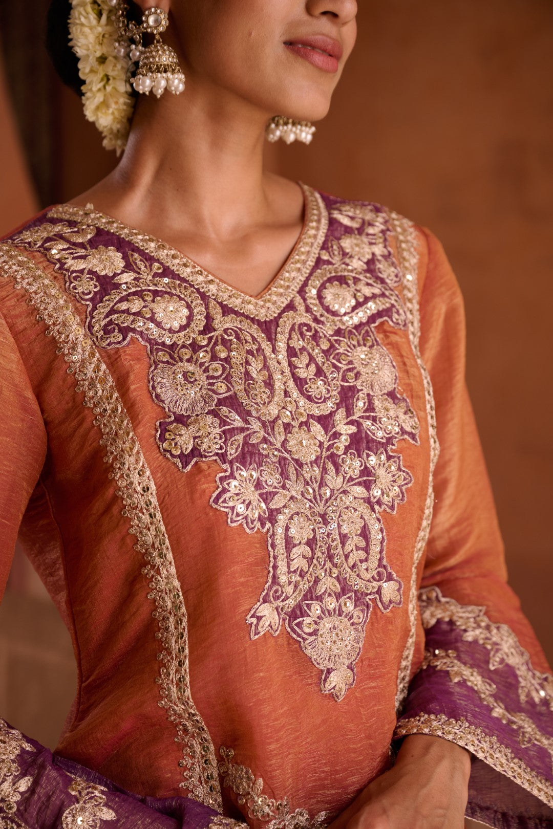 Gaurisha Rust full work premium suit set