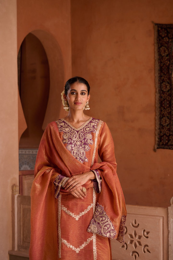 Gaurisha Rust full work premium suit set