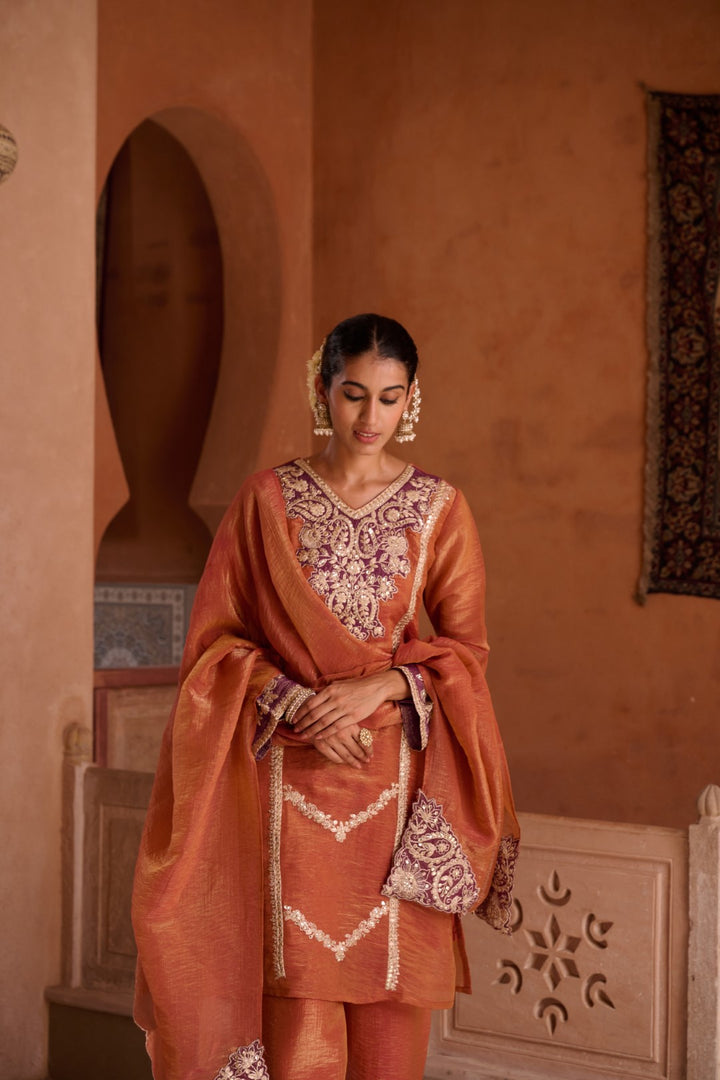 Gaurisha Rust full work premium suit set