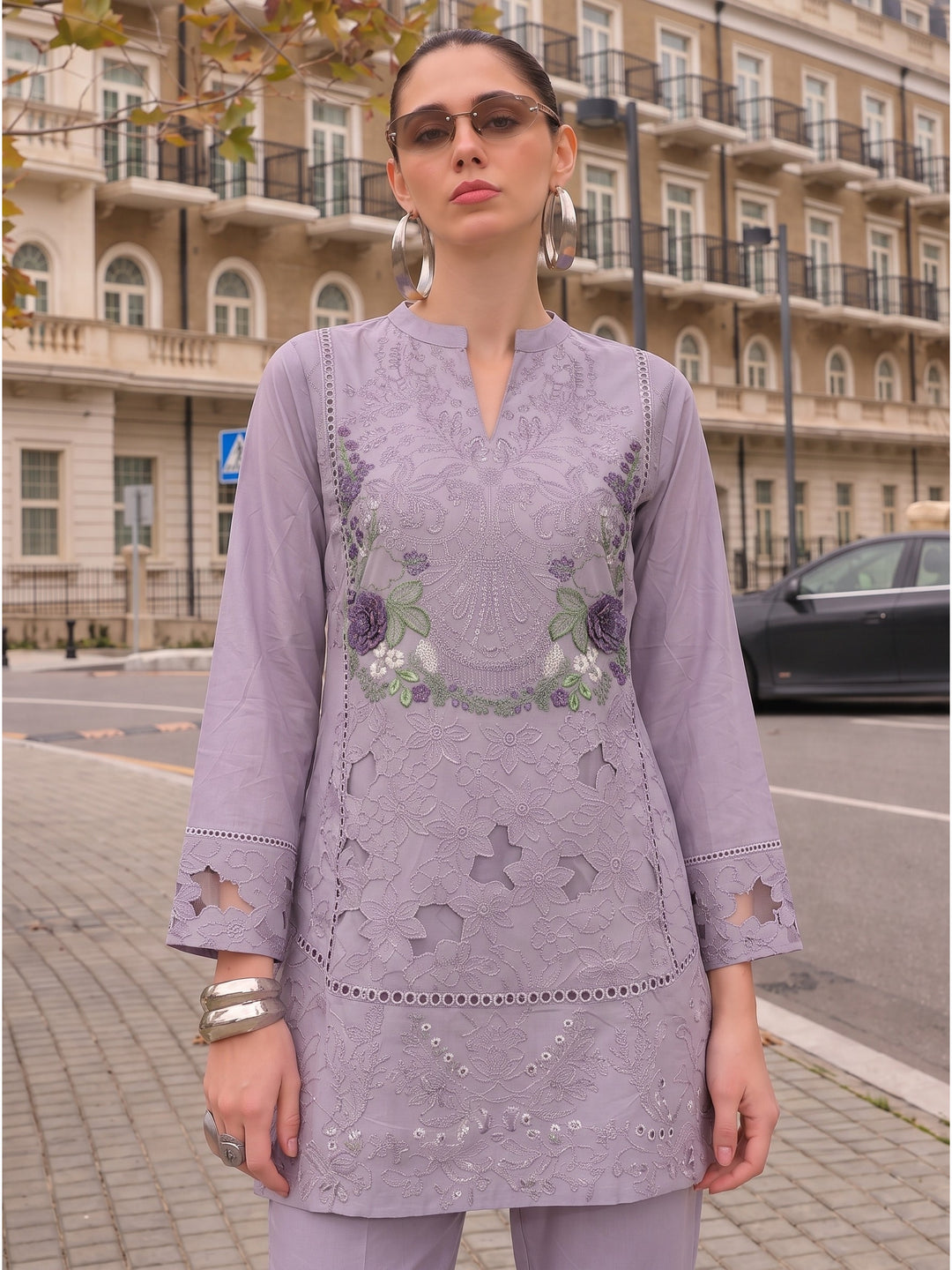 Anuja Orchid Embroidered Co-ord Set