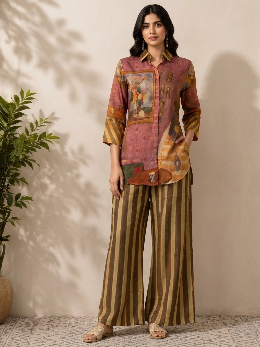 Arim Sepia Shimmer Festive Co-Ord Set