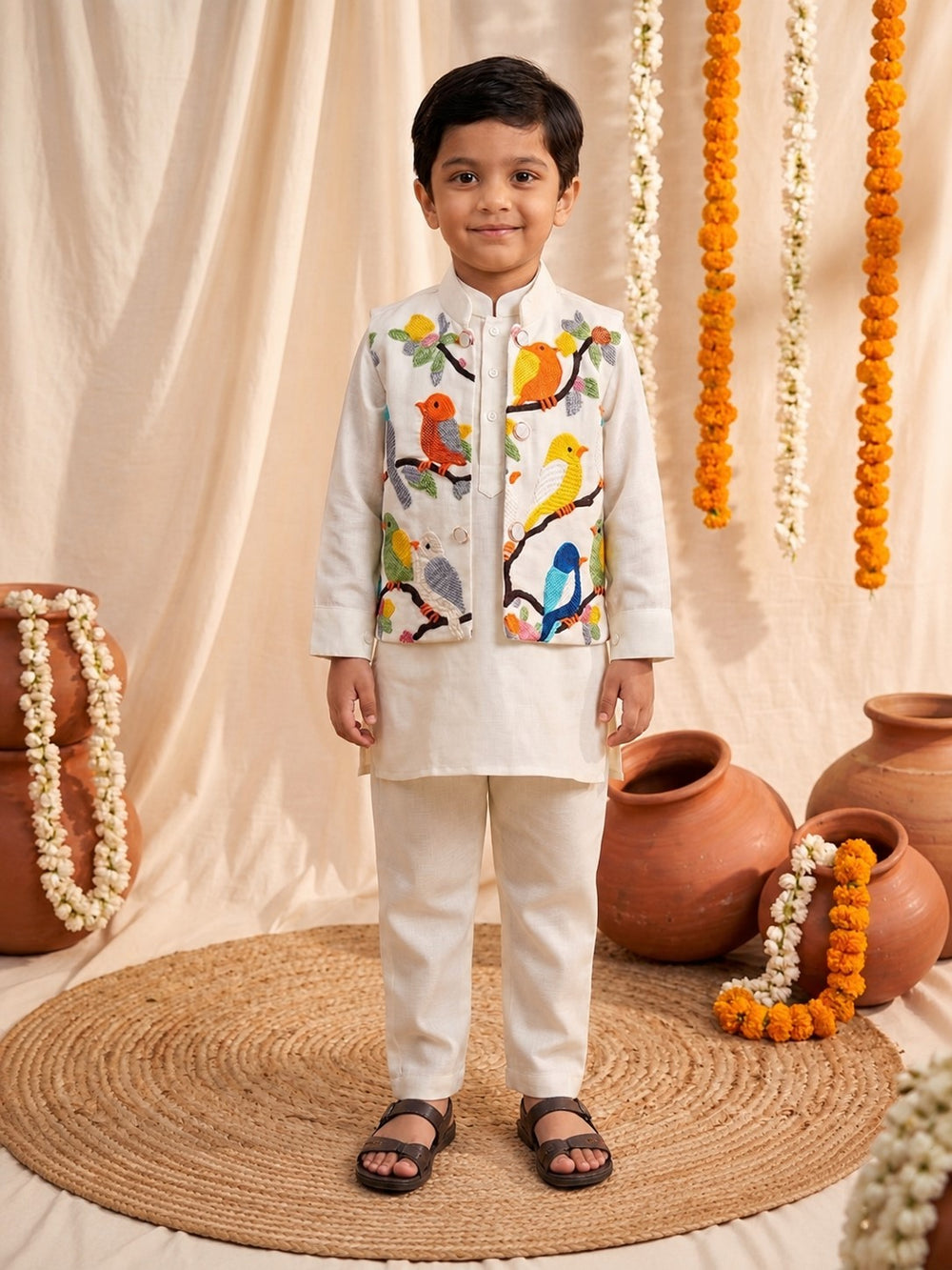 Arya Daisy Embroidery 3 Pc Boys Set