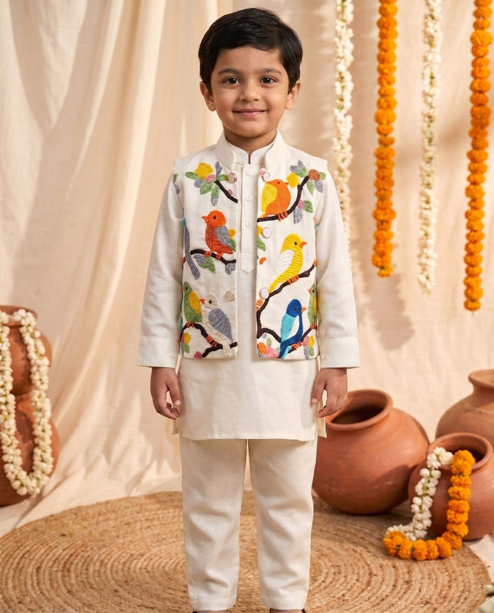 Arya Daisy Embroidery 3 Pc Boys Set