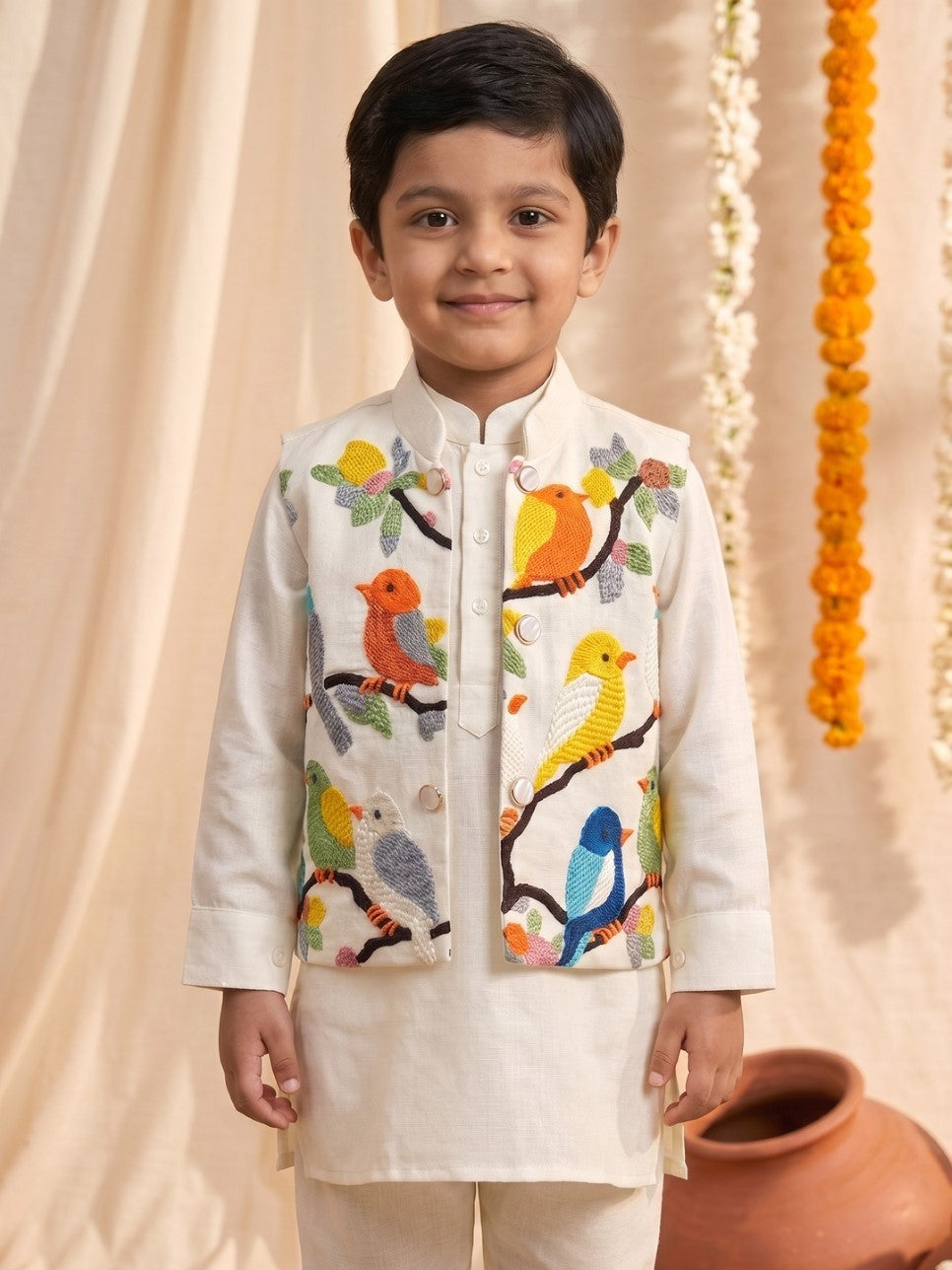 Arya Daisy Embroidery 3 Pc Boys Set