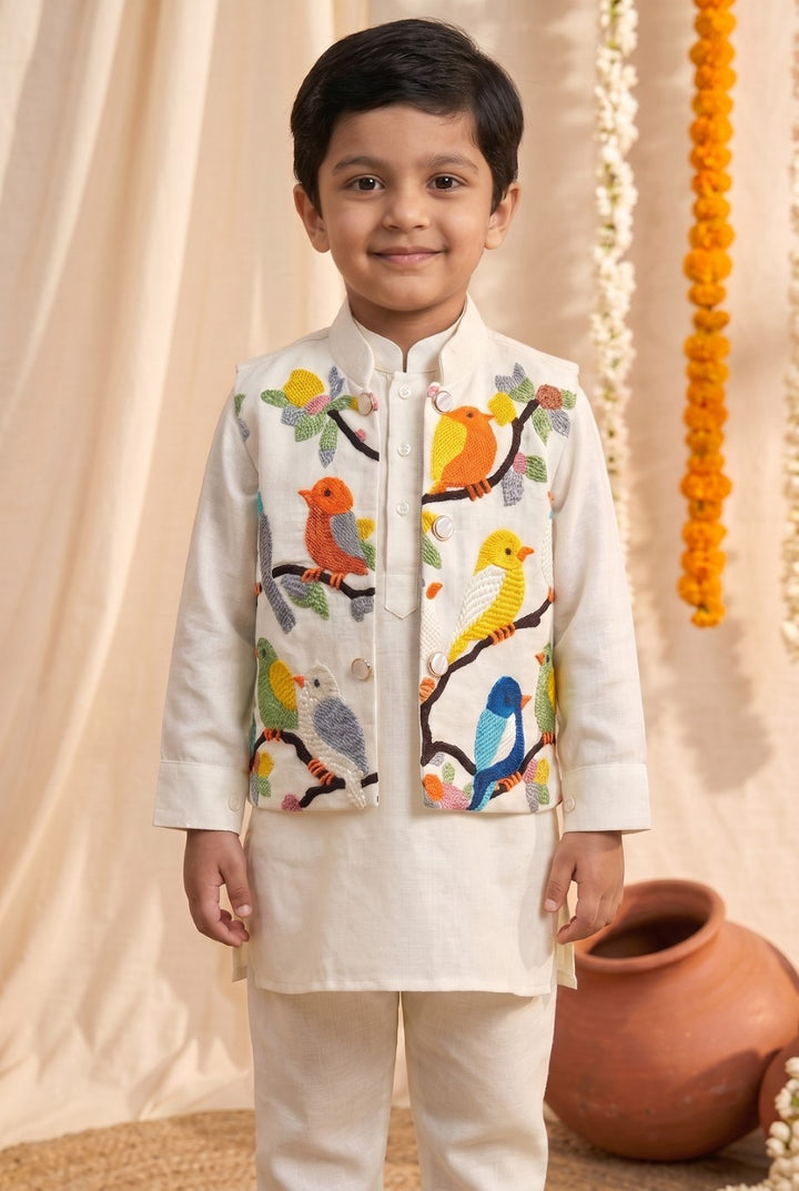Arya Daisy Embroidery 3 Pc Boys Set