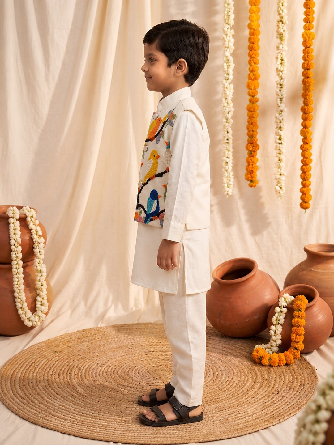 Arya Daisy Embroidery 3 Pc Boys Set