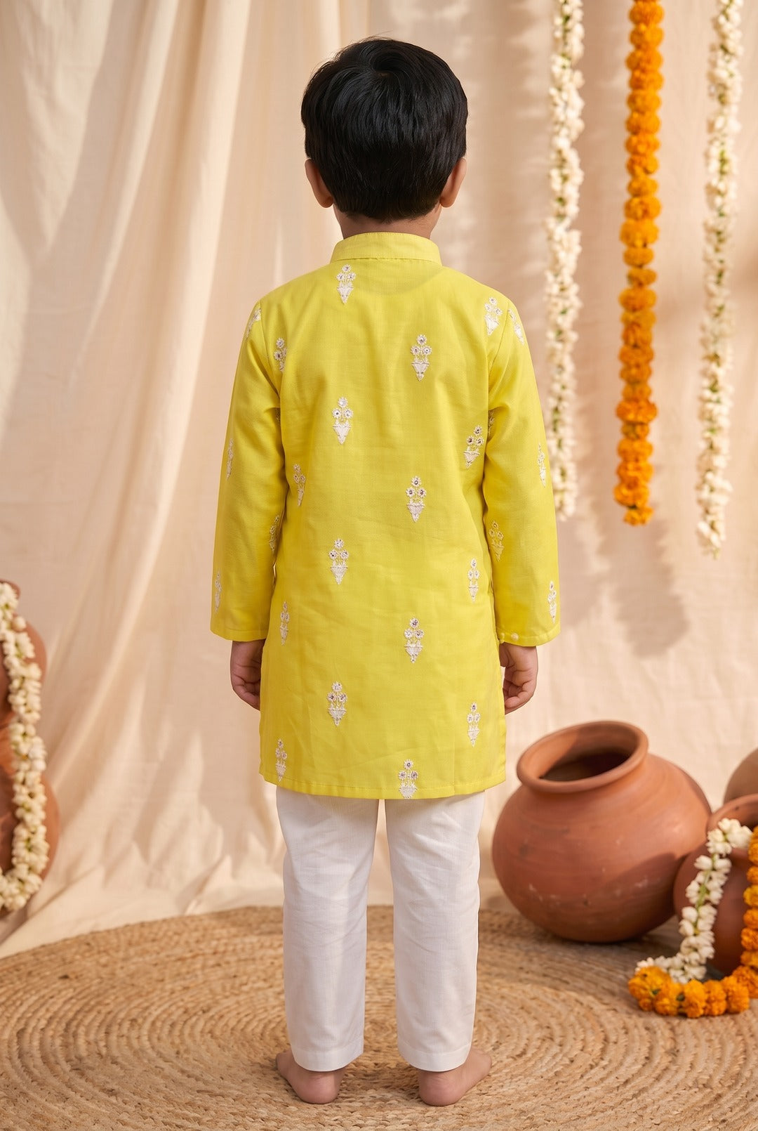 Arya Lime Embroidery Boys Kurta Set