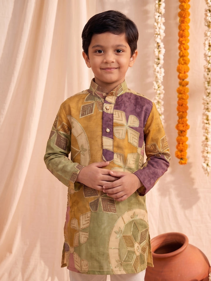 Arya Multi Embroidery Boys Kurta Pyjama Set