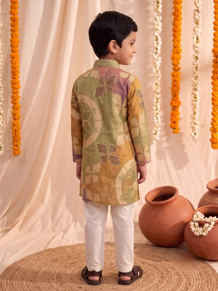 Arya Multi Embroidery Boys Kurta Pyjama Set