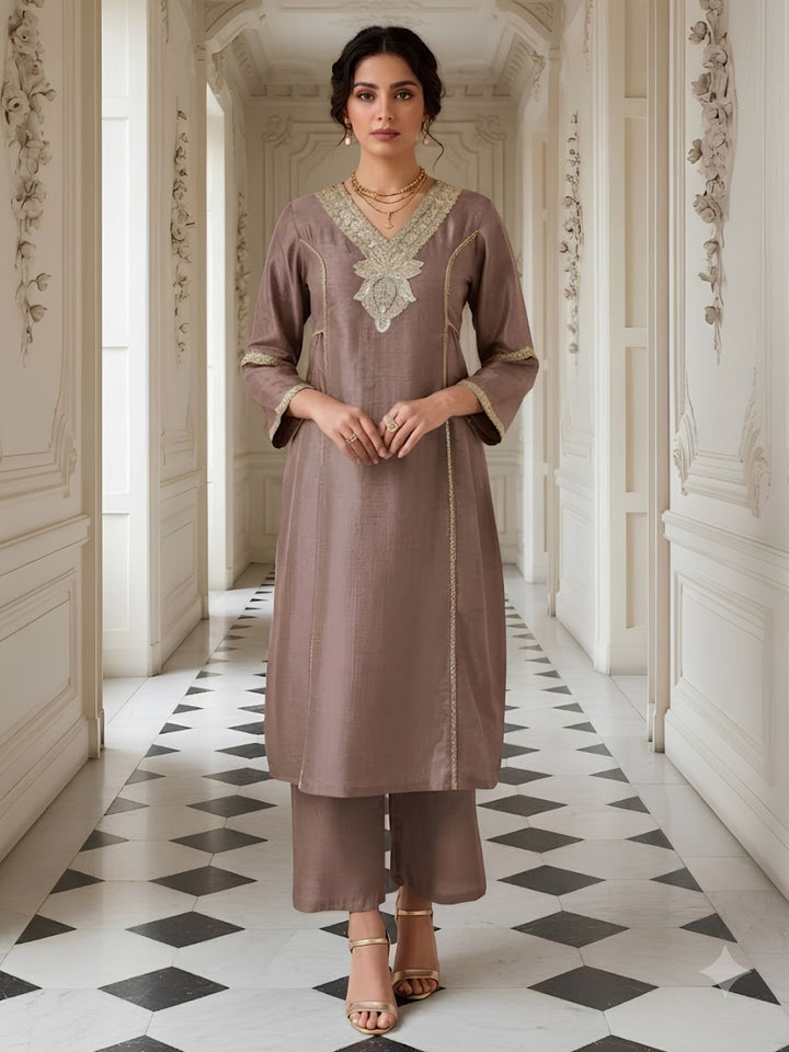 Avira blush embroidery kurta pant set