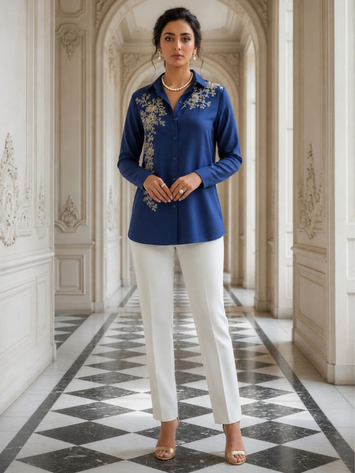 Avira Sapphire Embroidery Shirt