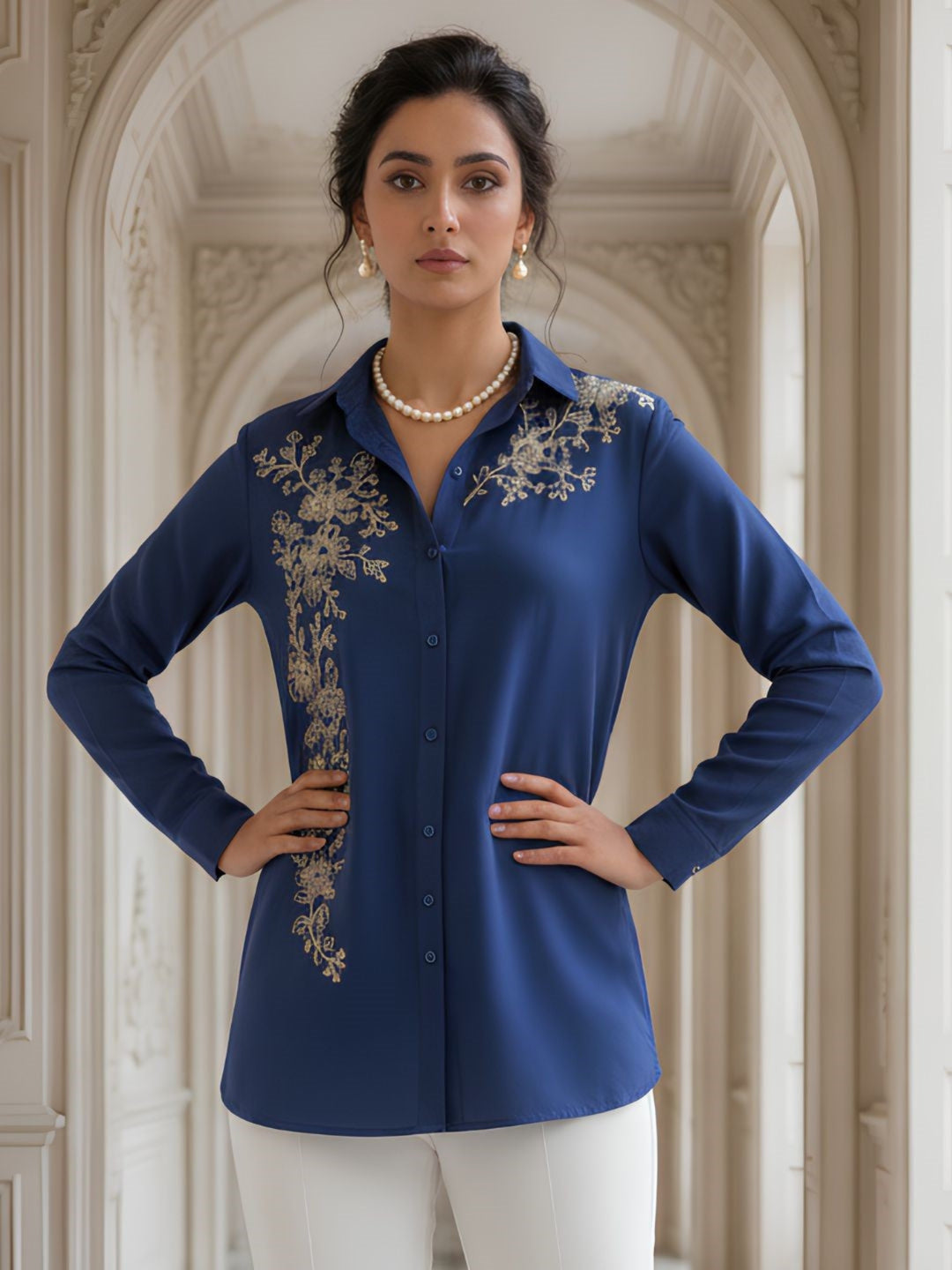 Avira Sapphire Embroidery Shirt