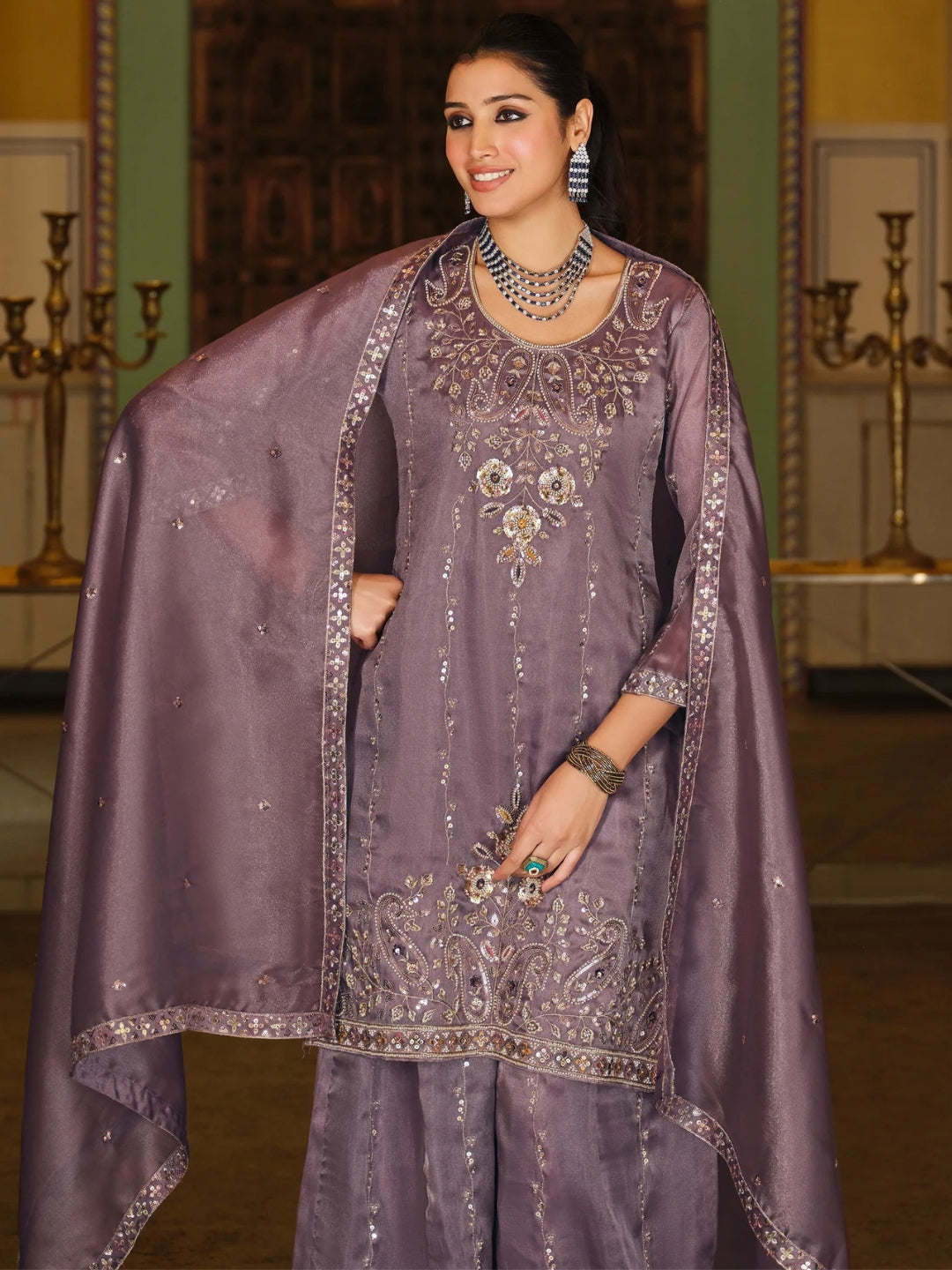 Ayog Lilac Full Hand Work Suit Set