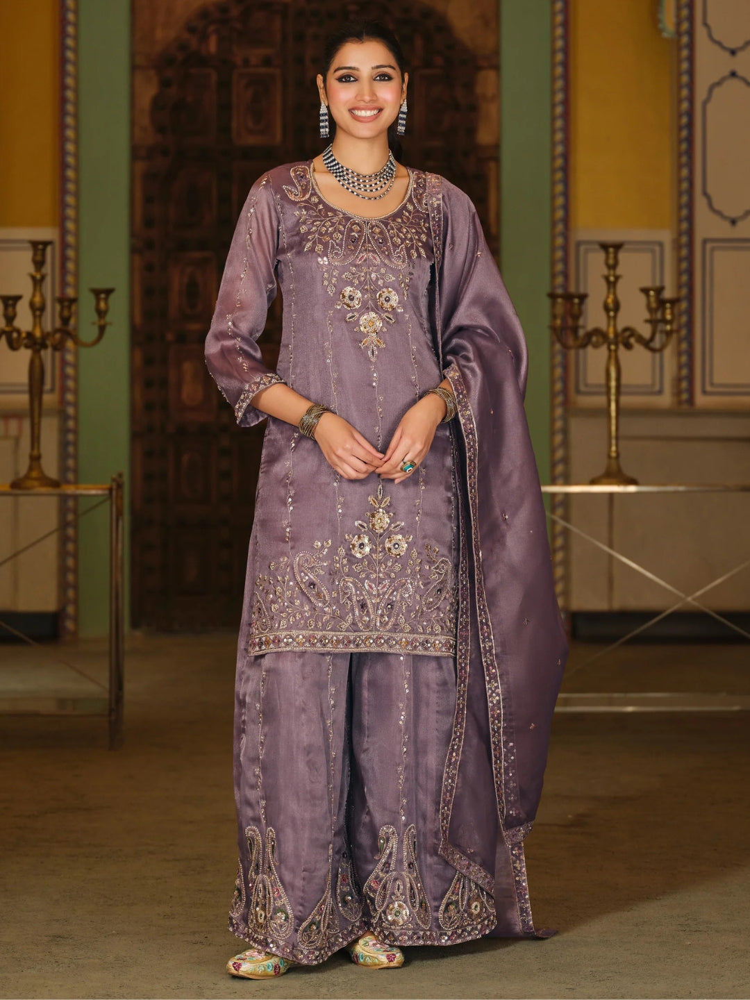 Ayog Lilac Full Hand Work Suit Set