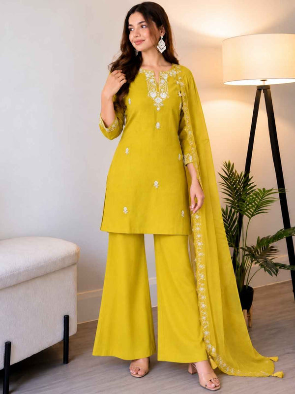 Anshu Mustard Full Work Suit Set