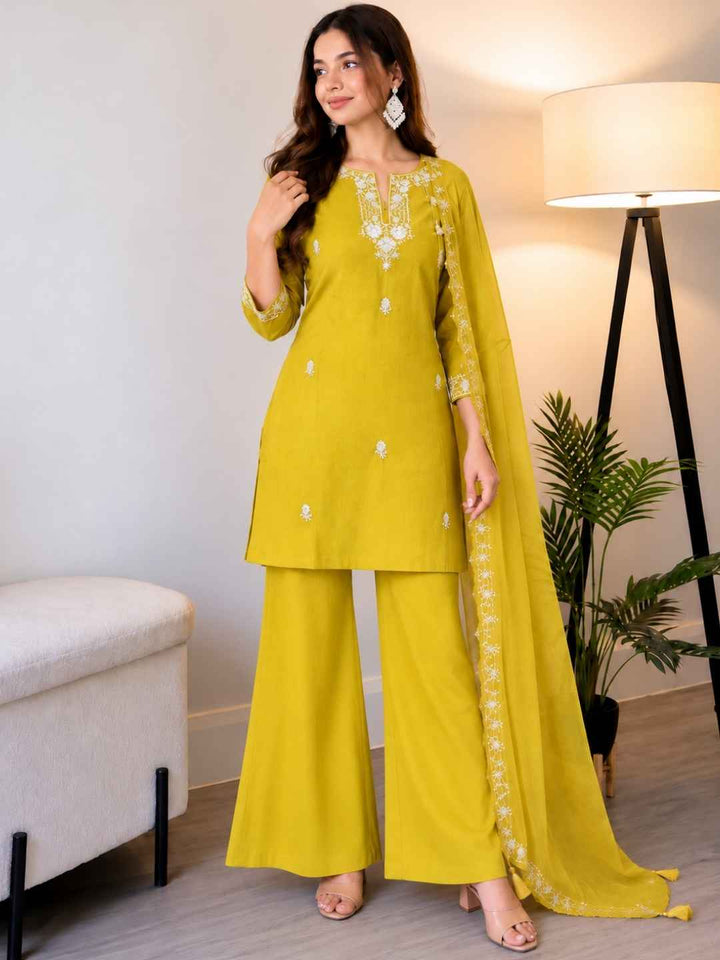 Anshu Mustard Full Work Suit Set