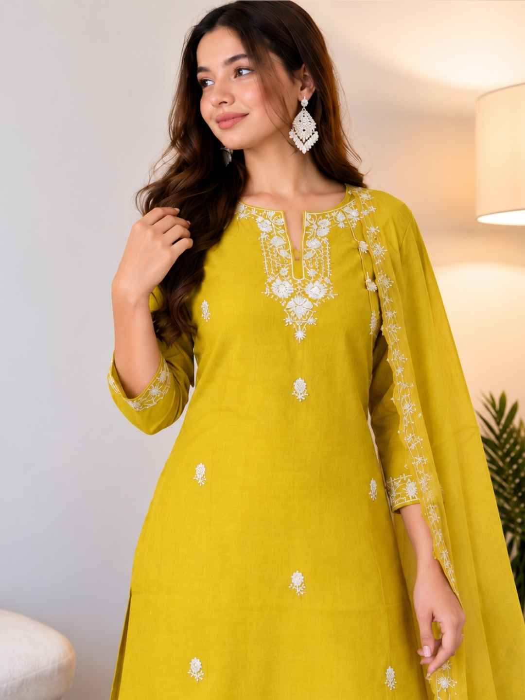 Anshu Mustard Full Work Suit Set