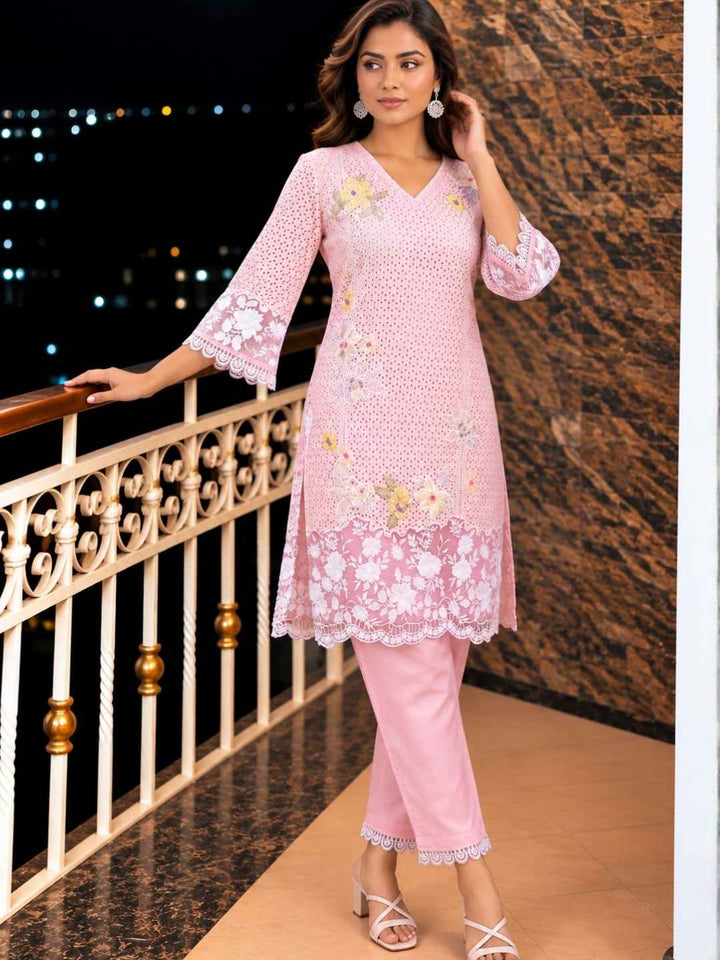 Anumeha Cerise Embroidered Co-ord Set