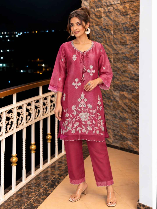 Anumeha Rose Glow Embroidered co-ord set