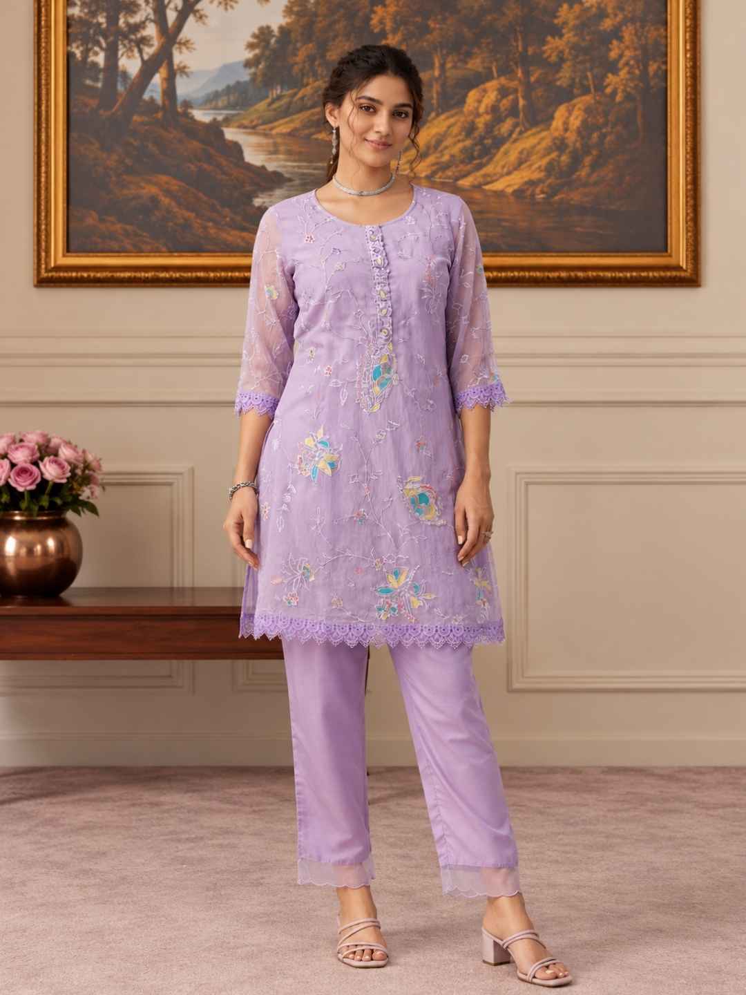 Anumeha lavender work co-ord set