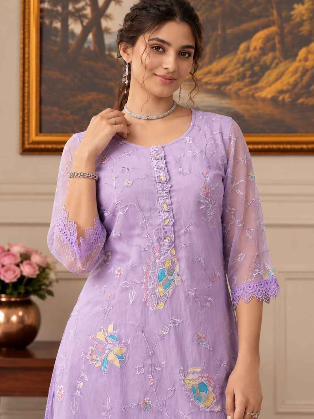 Anumeha lavender work co-ord set
