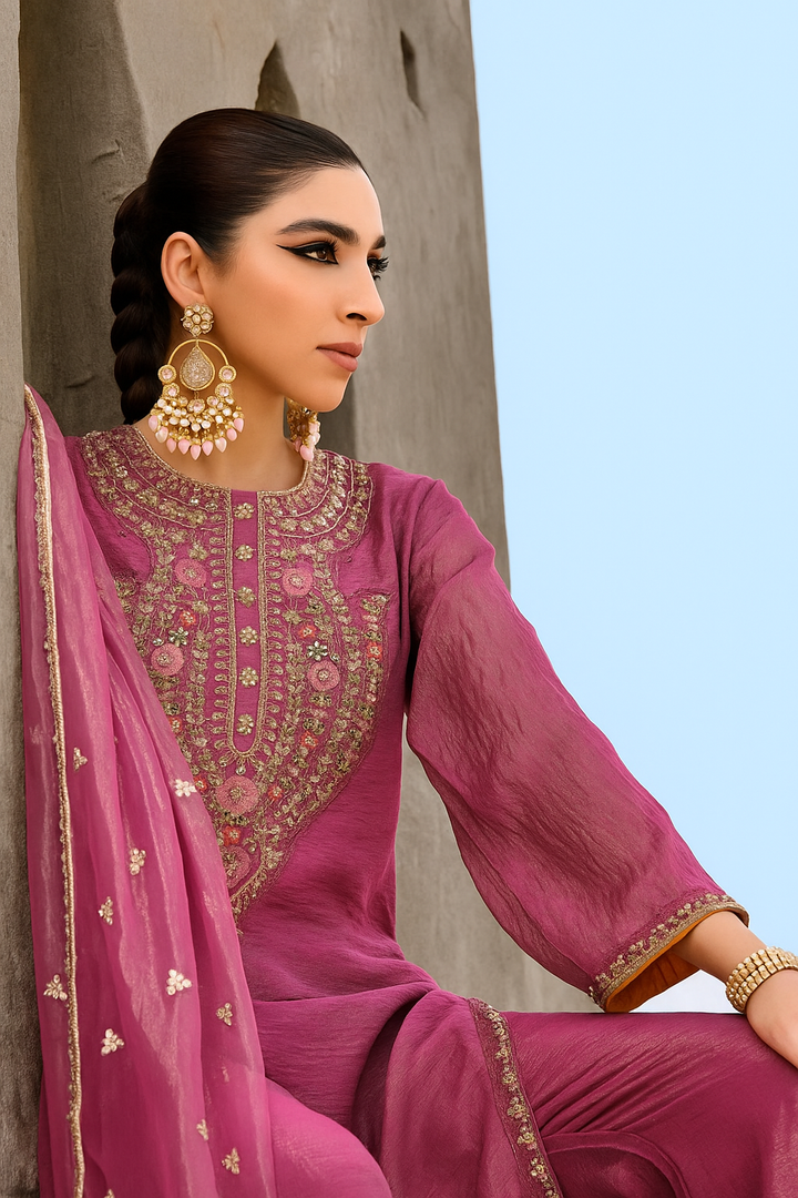 Gambhir Rose Full Work Suit Set