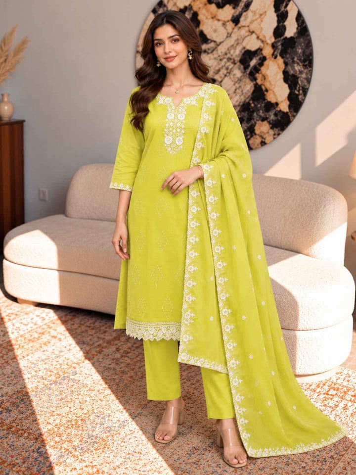 Bahara Sunglow Printed Embroidered Suit Set