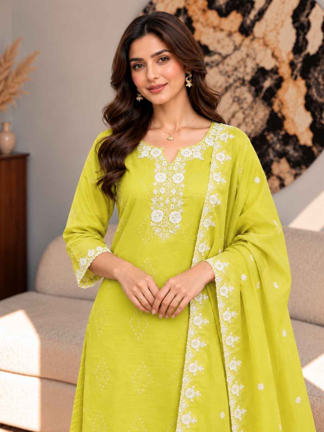 Bahara Sunglow Printed Embroidered Suit Set