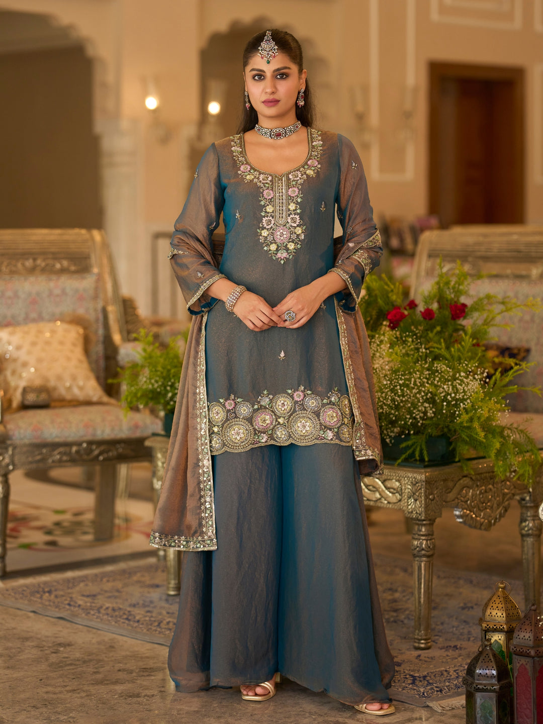 Bala  jade full work gharara suit set